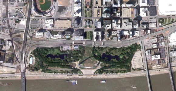 St. Louis Riverfront satellite view